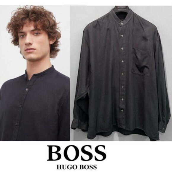 Hugo Boss Grey Dress Shirt relax fit size large - Picture 1 of 15